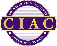 Logo of the Construction Industry Advisory Council with purple and gold colors, featuring the initials 